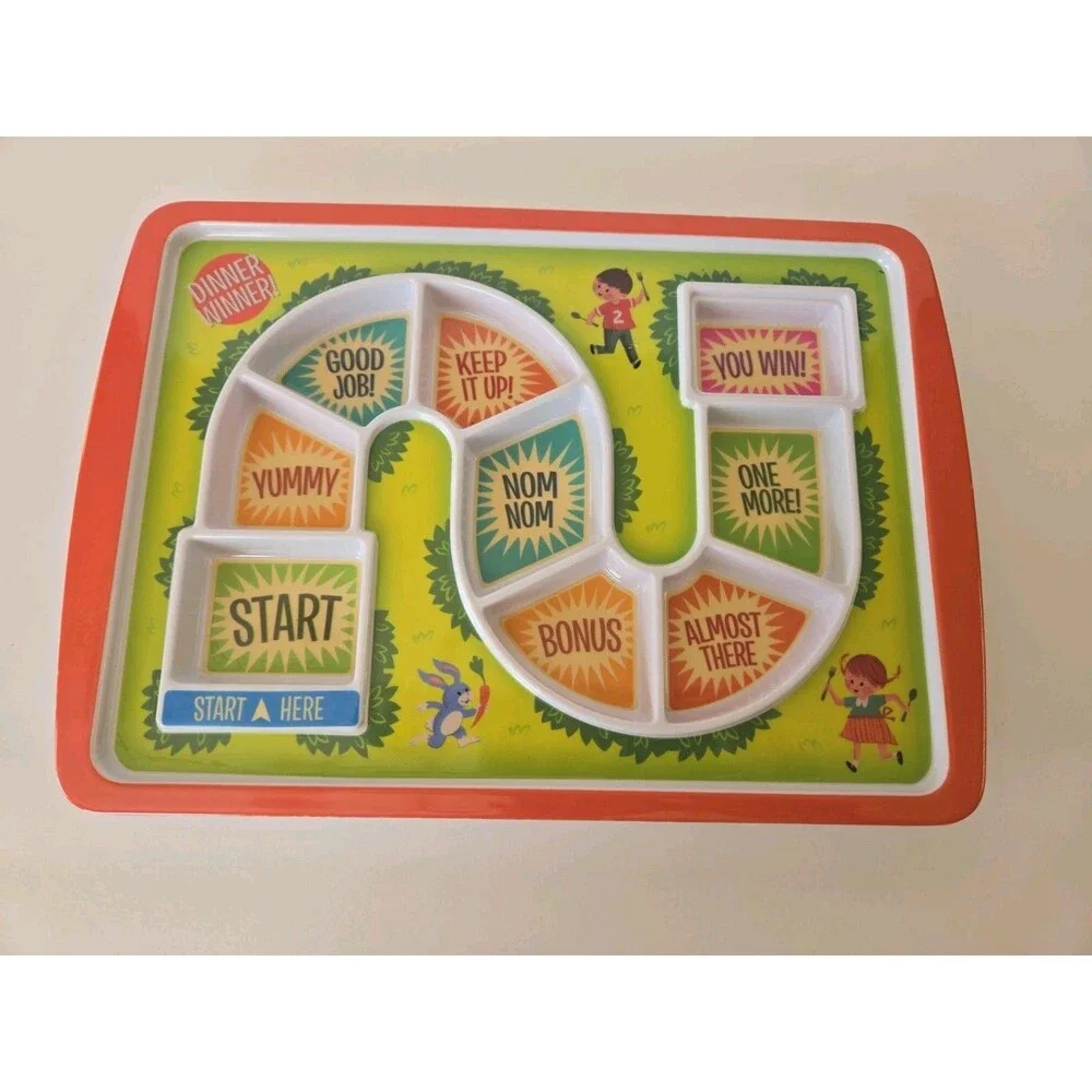 Fred DINNER WINNER Kids Dinner Plate Melamine Game Tray Toddler Picky Eater